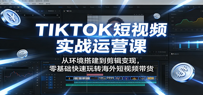 TIKTOK短视频实战运营课：从环境搭建到剪辑变现，零基础快速玩转海外短视频带货-源创文化