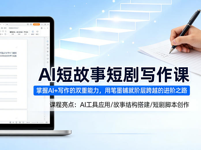 AI短故事短剧写作课,掌握AI+写作的双重能力,用笔墨铺就阶层跨越的进阶之路-源创文化