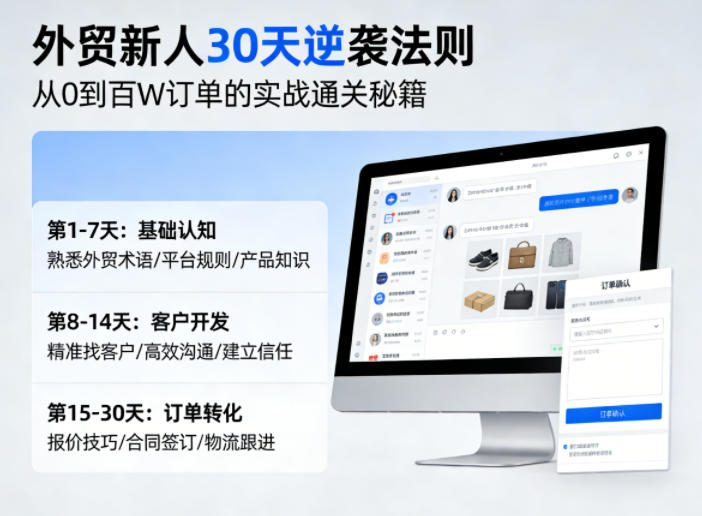 外贸新人30天逆袭法则，教你从0到百W订单的实战通关秘籍-源创文化