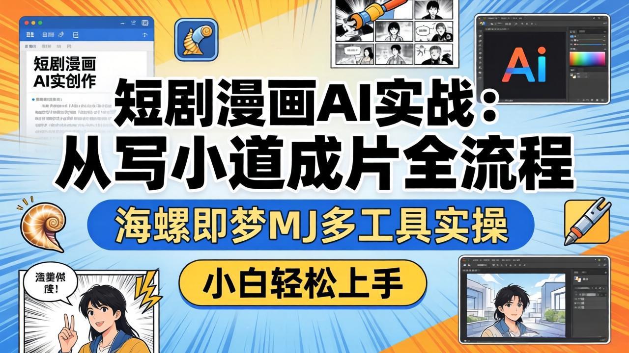 短剧漫画AI实战：从写小说到成片全流程，海螺即梦MJ多工具实操，小白轻松上手-源创文化