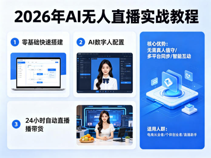 2026年AI无人直播实战教程，零基础也能快速搭建AI数字人无人直播间，实现24小时自动直播带货-源创文化