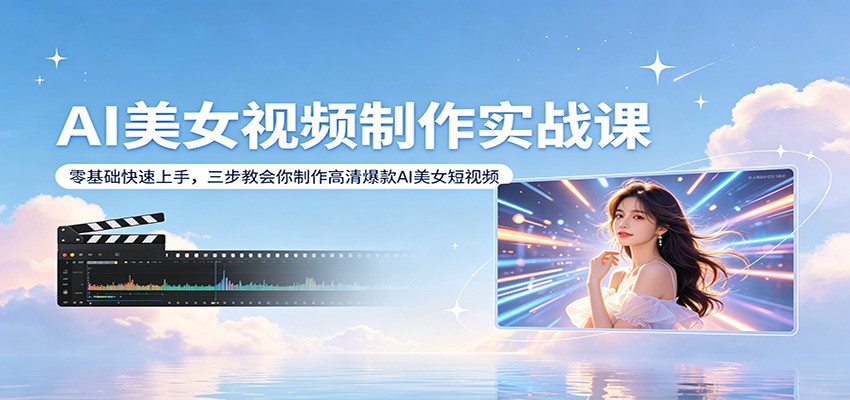 AI美女视频制作实战课：零基础快速上手，三步教会你制作高清爆款AI美女短视频-源创文化