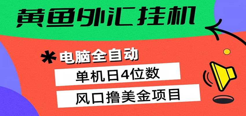 黄鱼外汇挂机：全自动赚美金、自动交易、风口项目-源创文化