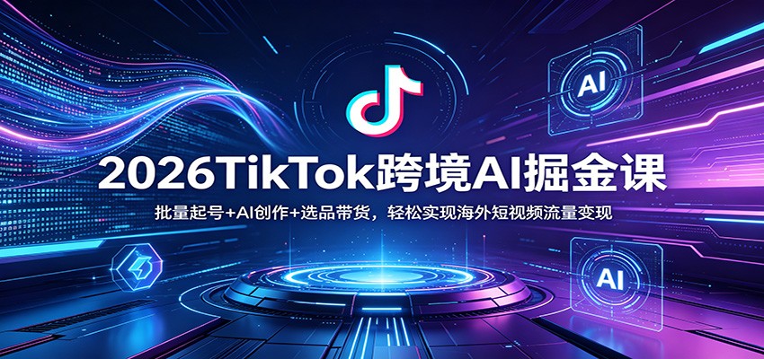 2026TikTok跨境AI掘金课：批量起号+AI创作+选品带货，轻松实现海外短视频流量变现-源创文化