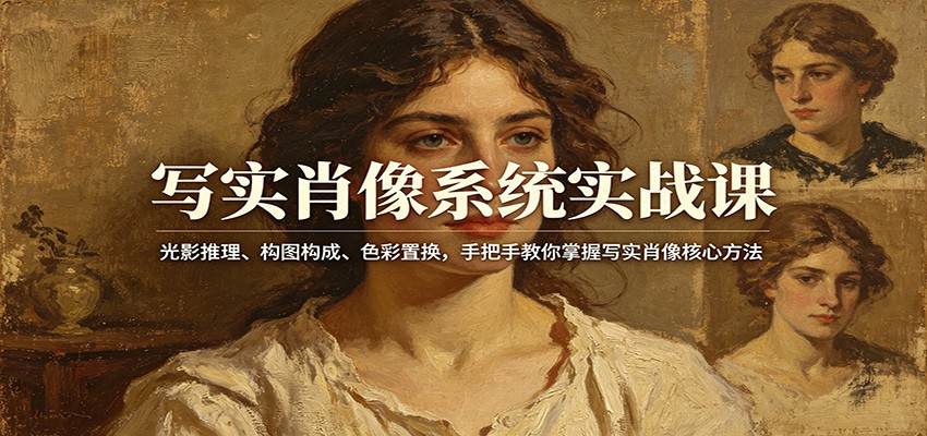 写实肖像系统实战课：光影推理、构图构成、色彩置换，手把手教你掌握写实肖像核心方法-源创文化