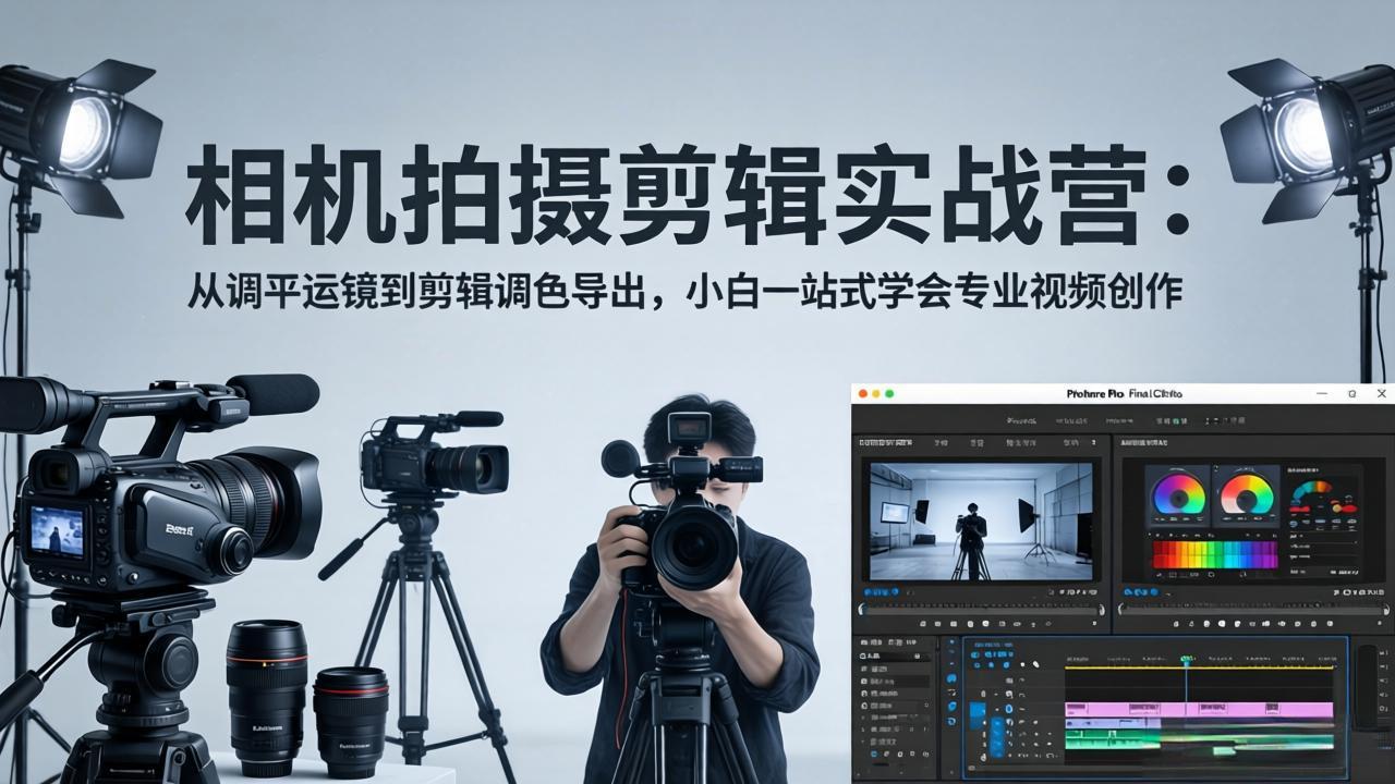 相机拍摄剪辑实战营：从调平运镜到剪辑调色导出，小白一站式学会专业视频创作-源创文化