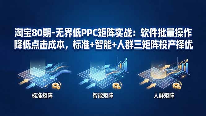 淘宝80期-无界低PPC矩阵实战:软件批量操作降低点击成本,标准+智能+人群三矩阵投产择优-源创文化