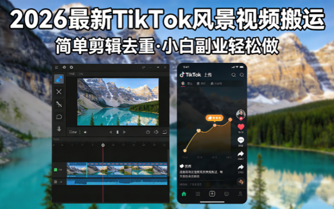 2026最新TikTok风景视频搬运简单剪辑去重小白副业月入 8000-源创文化