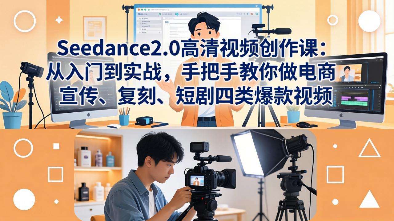Seedance2.0高清视频创作课：从入门到实战，手把手教你做电商、宣传、复刻、短剧四类爆款视频-源创文化