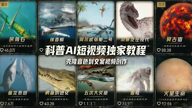 科普造物主AI短视频独家教程：从软件安装、壳隆音色到文案视频创作，零基础快速做爆款-源创文化