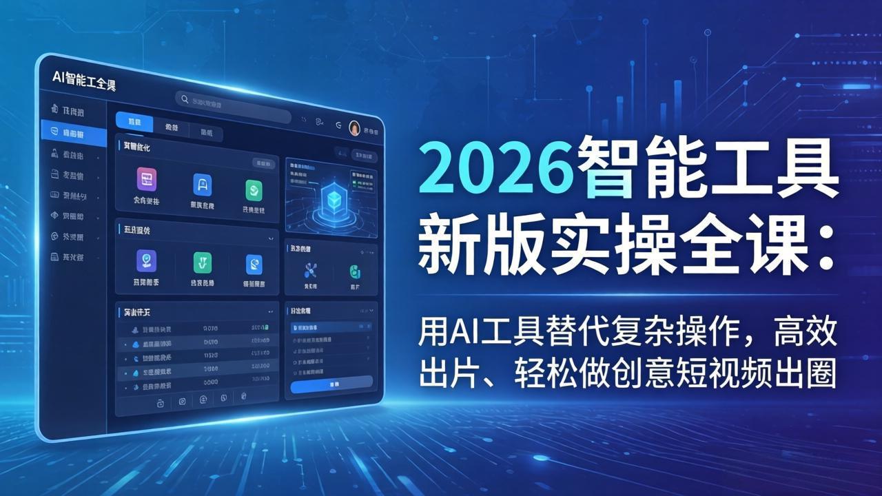 2026智能工具新版实操全课：用AI工具替代复杂操作，高效出片、轻松做创意短视频出圈-源创文化