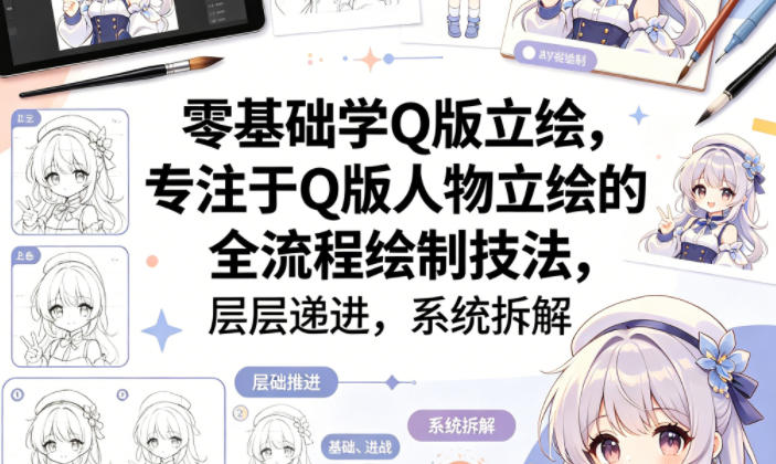 零基础学Q版立绘，专注于Q版人物立绘的全流程绘制技法，层层递进，系统拆解-源创文化