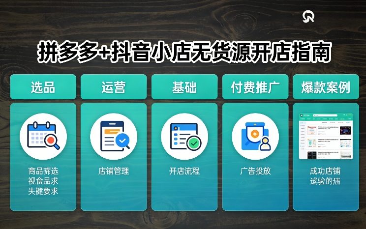 拼多多+抖音小店无货源开店，包括：选品、运营、基础、付费推广、爆款案例等(更新26年4月)-源创文化