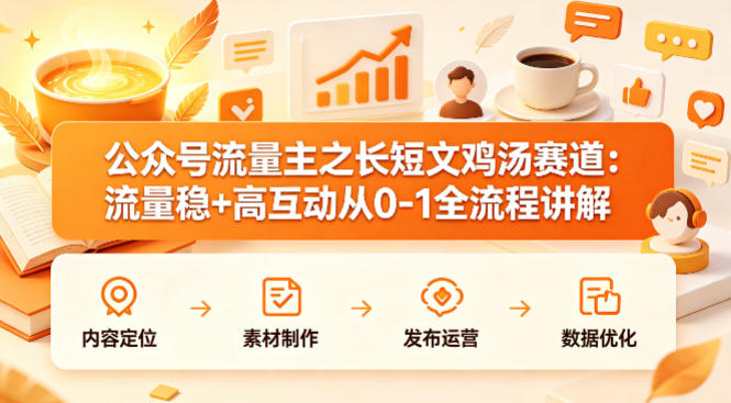 公众号流量主之长短文鸡汤赛道，流量稳+高互动，从0-1全流程讲解-源创文化