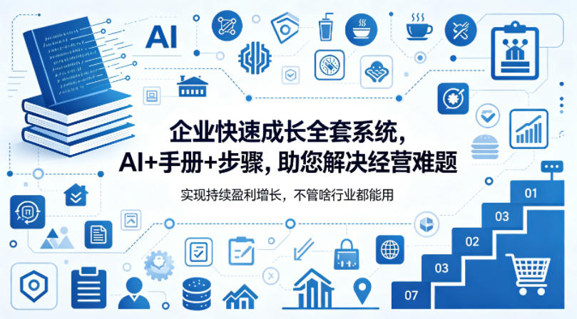 企业快速成长全套系统，AI+手册+步骤，助您解决经营难题，实现持续盈利增长，不管啥行业都能用-源创文化