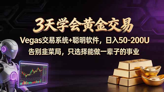 3天学会黄金交易，Vegas交易技术+聪明软件，日赚50-100U-源创文化