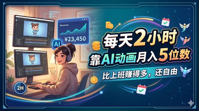 每天 2 小时，靠 AI 动画月入 5 位数，比上班赚得多，还自由-源创文化