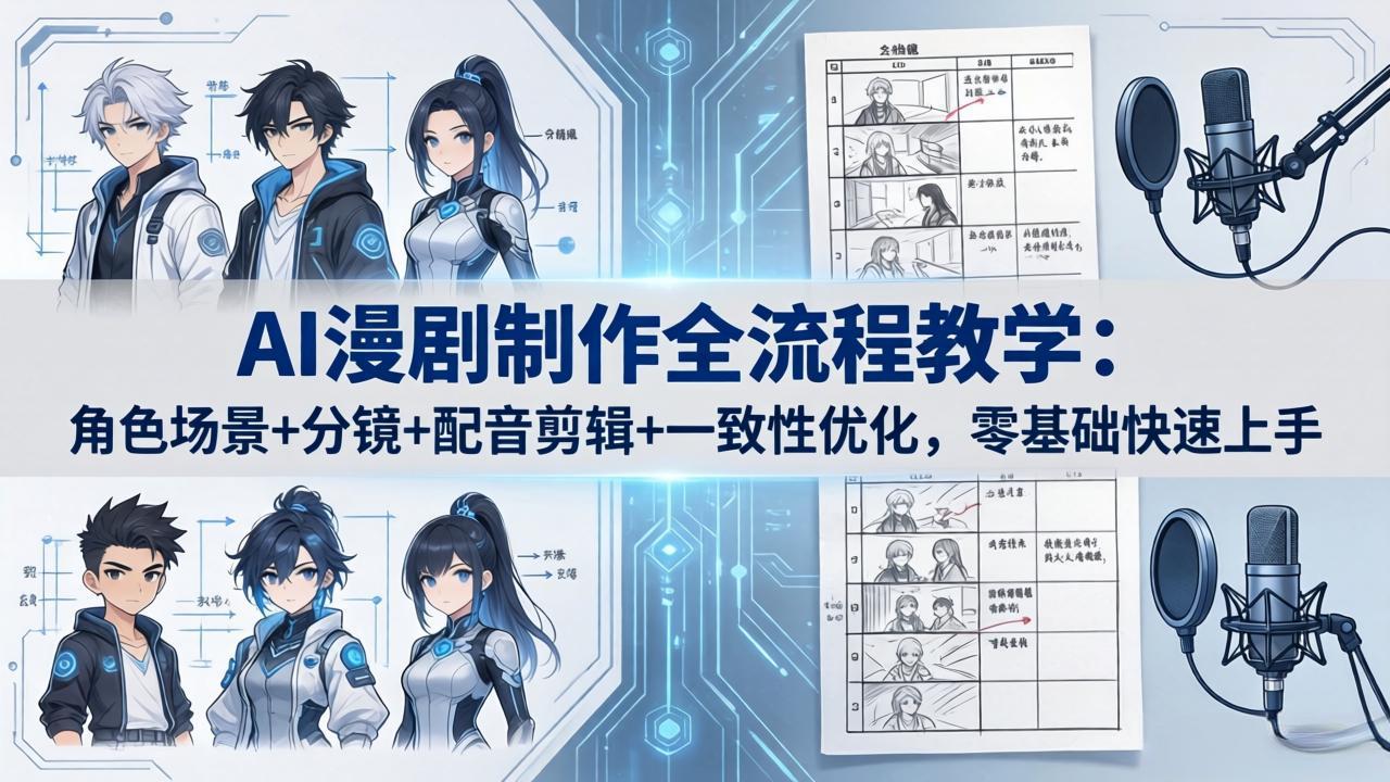 AI漫剧制作全流程教学：角色场景+分镜+配音剪辑+一致性优化，零基础快速上手-源创文化