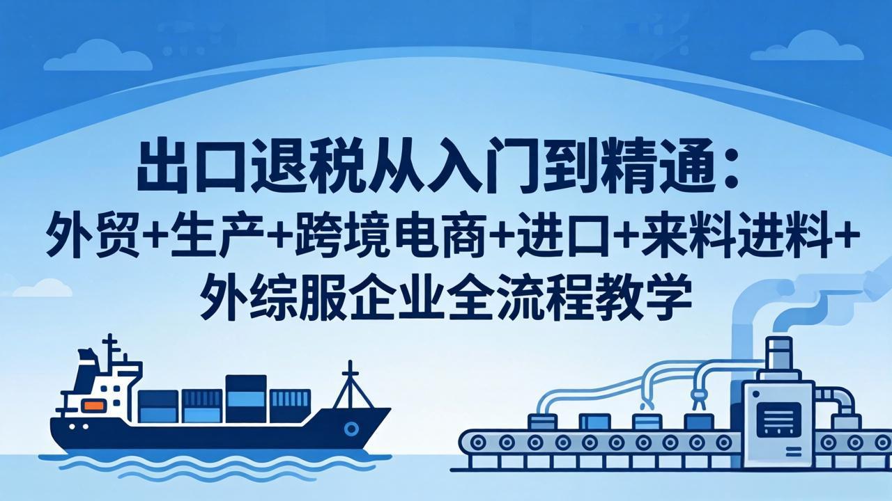 出口退税从入门到精通：外贸+生产+跨境电商+进口+来料进料+外综服企业全流程教学-源创文化