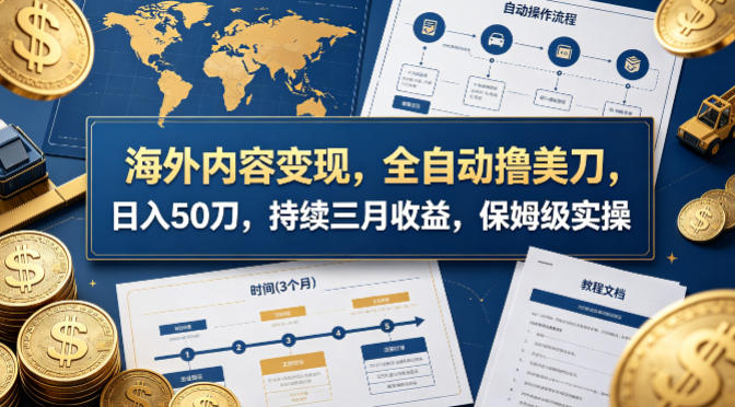 海外内容变现，全自动撸美刀，日入50刀，持续三月收益，保姆级实操【揭秘】-源创文化