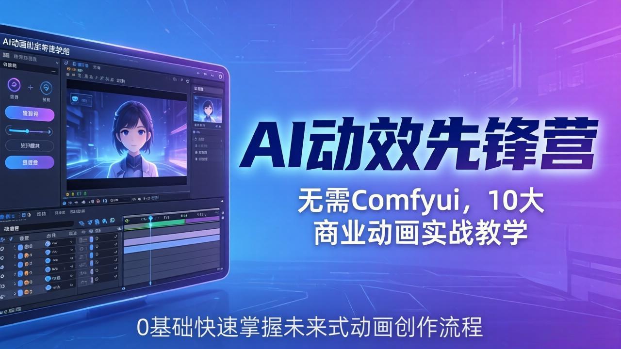AI 动效先锋营：无需Comfyui，10大商业动画实战教学，0基础快速掌握未来式动画创作流程-源创文化