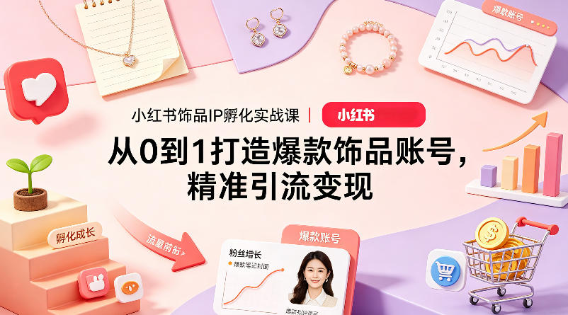 小红书饰品IP孵化实战课｜从0到1打造爆款饰品账号，精准引流变现-源创文化