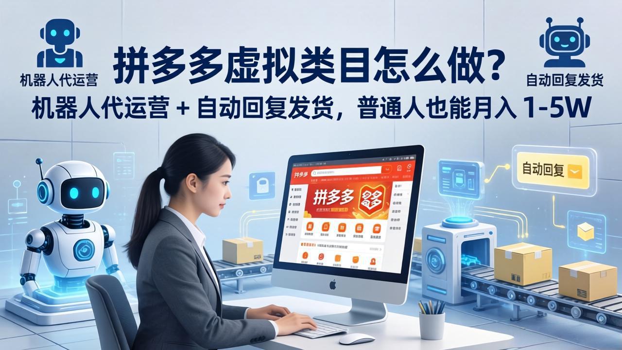 拼多多虚拟类目怎么做？机器人代运营 + 自动回复发货，普通人也能月入 1-5W-源创文化