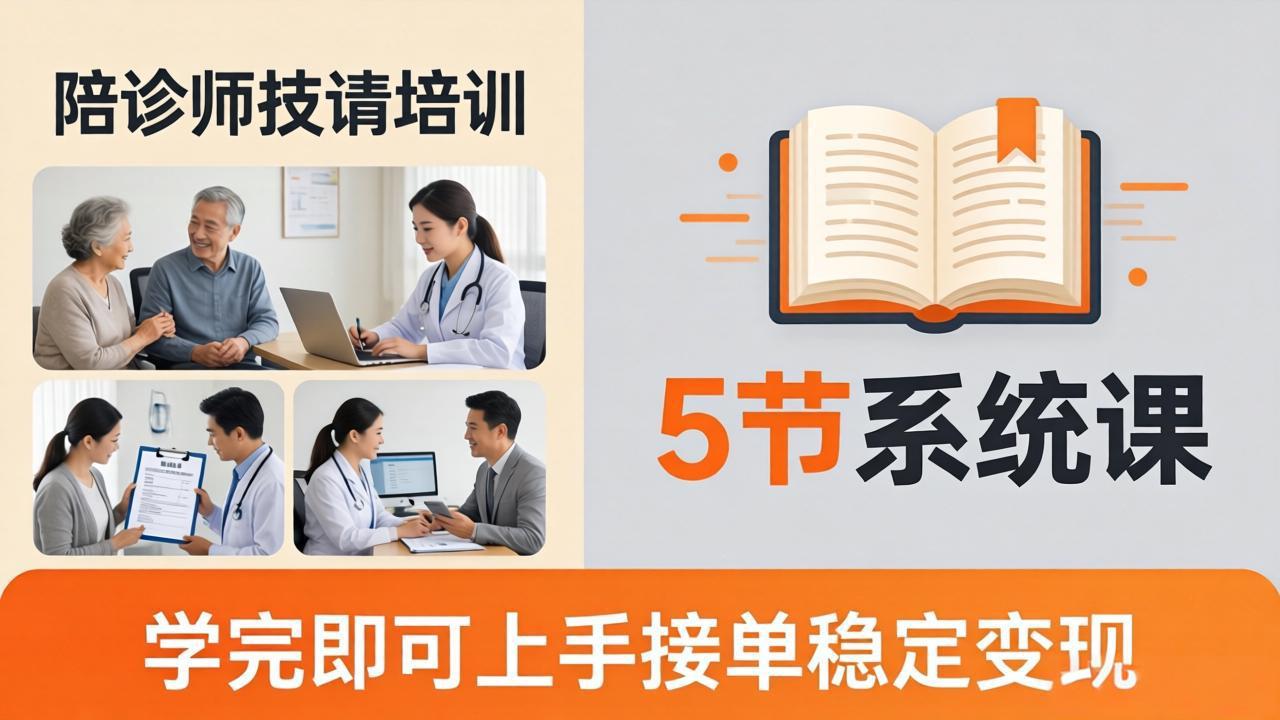 想做陪诊师不知从何下手？5节系统课教你掌握核心技能，学完即可上手接单稳定变现-源创文化