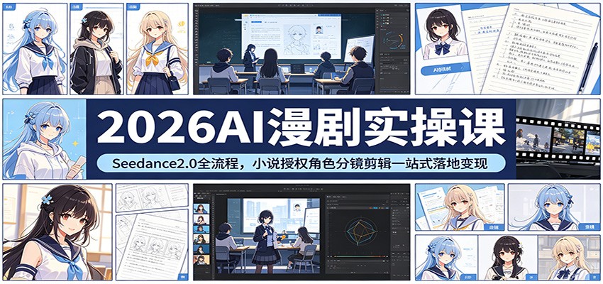2026AI漫剧实操课：Seedance2.0全流程，小说授权角色分镜剪辑一站式落地变现-源创文化