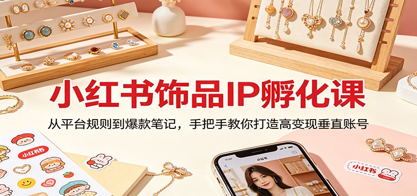 小红书饰品IP孵化课：从平台规则到爆款笔记，手把手教你打造高变现垂直账号-源创文化