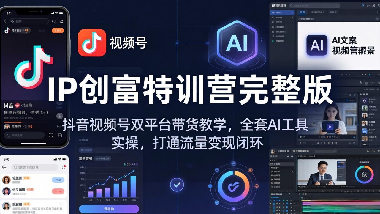 IP创富特训营完整版：抖音视频号双平台带货教学，全套AI工具实操，打通流量变现闭环-源创文化