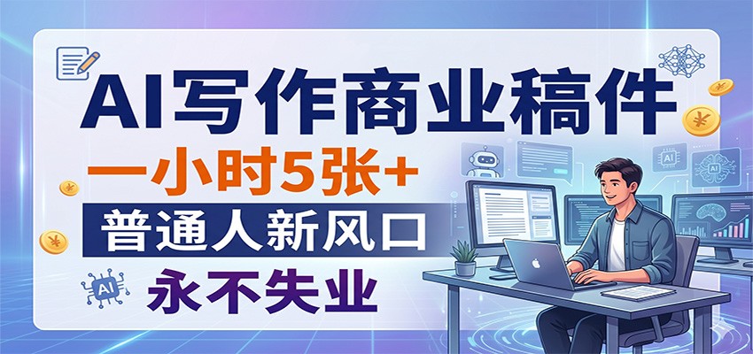 AI写作商业稿件，一小时5张+，普通人新风口，永不失业-源创文化