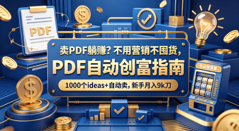 卖PDF躺賺？不用营销不囤货，PDF自动创富指南，1000个ideas+自动卖，新手月入9k刀【原创双语字幕】-源创文化