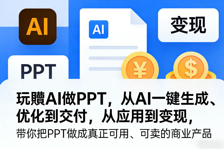 玩賺AI做PPT，从AI一键生成、优化到交付，从应用到变现，带你把PPT做成真正可用、可卖的商业产品(更新0421)-源创文化