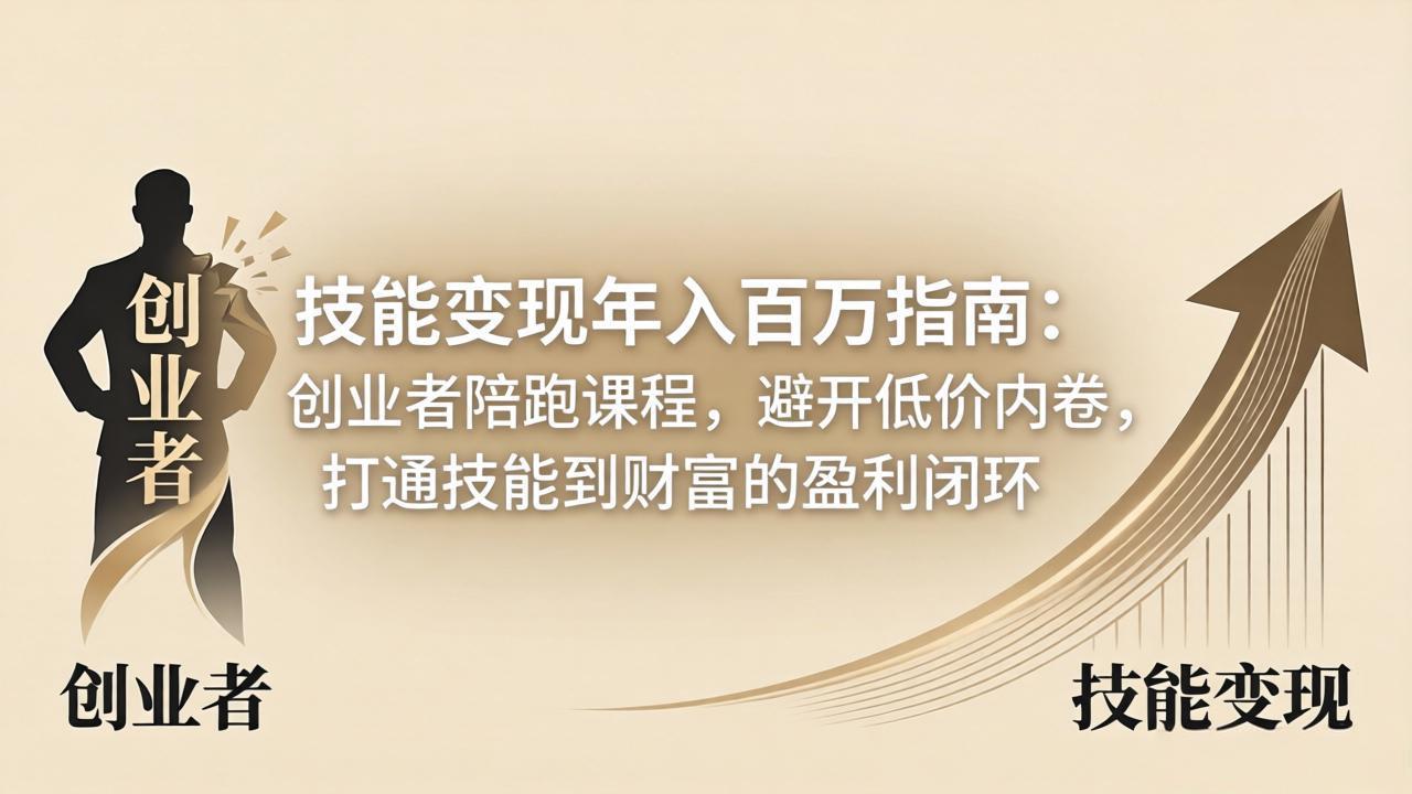 技能变现年入百万指南：创业者陪跑课程，避开低价内卷，打通技能到财富的盈利闭环-源创文化