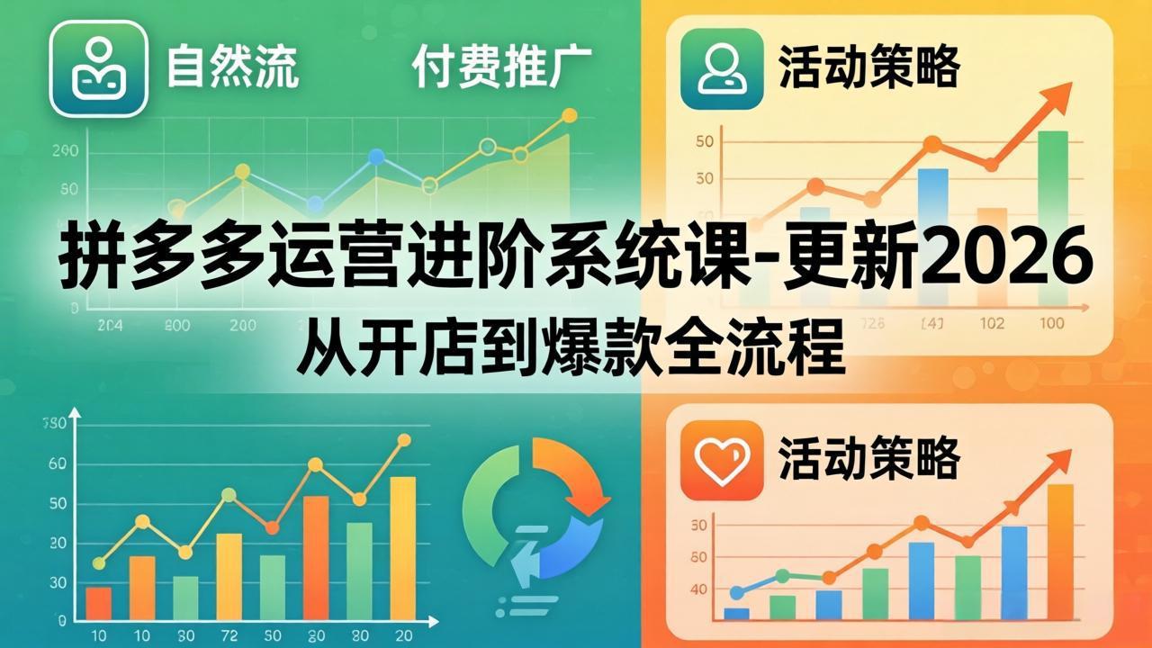 拼多多运营进阶系统课-更新2026：从开店到爆款全流程，自然流+付费推广+活动策略-源创文化