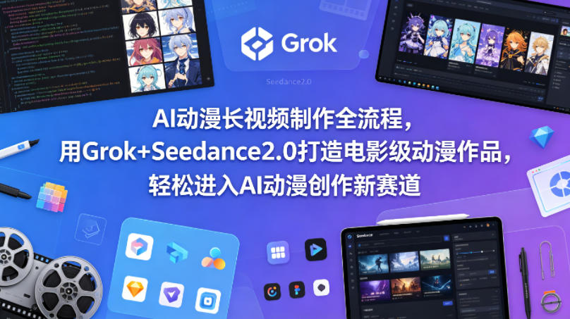 AI动漫长视频制作全流程，用Grok+Seedance2.0打造电影级动漫作品，轻松进入AI动漫创作新赛道-源创文化