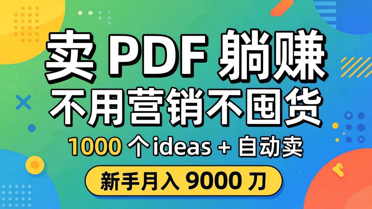 卖 PDF 躺赚？不用营销不囤货，1000 个 ideas + 自动卖，新手月入 9000 刀【原创双语字幕】-源创文化