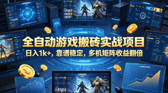 全自动游戏搬砖实战项目，日入1k+，靠谱稳定，多机矩阵收益翻倍【揭秘】-源创文化