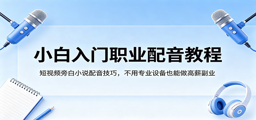 小白入门职业配音教程，短视频旁白小说配音技巧，不用专业设备也能做高薪副业-源创文化