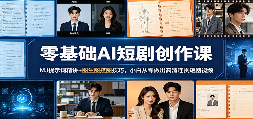 零基础AI短剧创作课：MJ提示词精讲+图生图控图技巧，小白从零做出高清连贯短剧视频-源创文化
