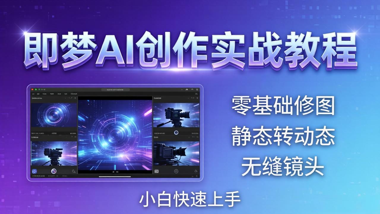 即梦AI创作实战教程，从零基础修图到AI导演，实战教学静态转动态+无缝镜头，小白快速上手-源创文化