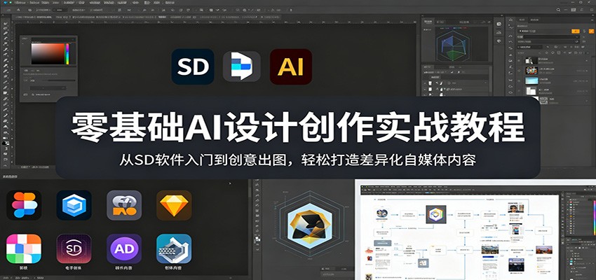 零基础AI设计创作实战教程：从SD软件入门到创意出图，轻松打造差异化自媒体内容-源创文化