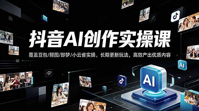 抖音AI创作变现课，覆盖豆包/醒图/即梦/小云雀实操，长期更新玩法，高效产出优质内容-源创文化
