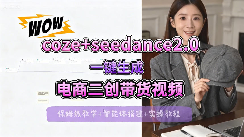 【Coze工作流搭建实操教程】seedance2.0+coze一键生成电商二创带货视频，全流程保姆级教学-源创文化