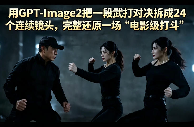 用GPT-Image2把一段武打对决拆成24个连续镜头，完整还原一场“电影级打斗”-源创文化