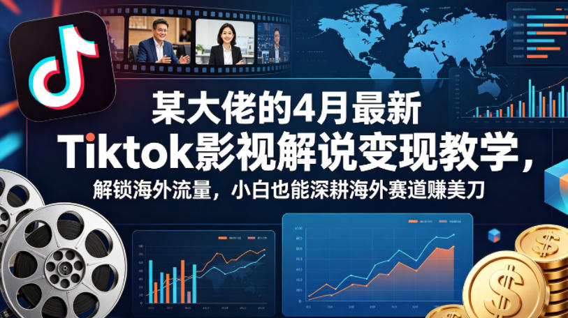 某大佬的4月最新Tiktok影视解说变现教学，解锁海外流量，小白也能深耕海外赛道賺美刀-源创文化