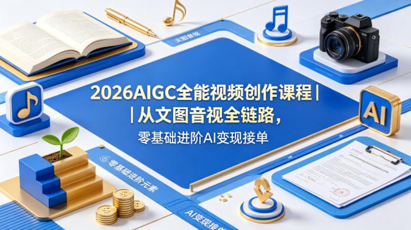 2026AIGC全能视频创作课程｜从文图音视全链路，零基础进阶AI变现接单-源创文化