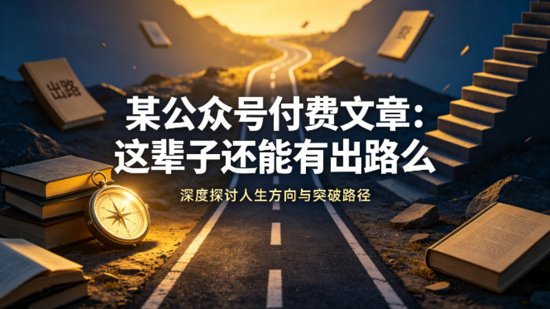某公众号付费文章：这辈子还能有出路么-源创文化