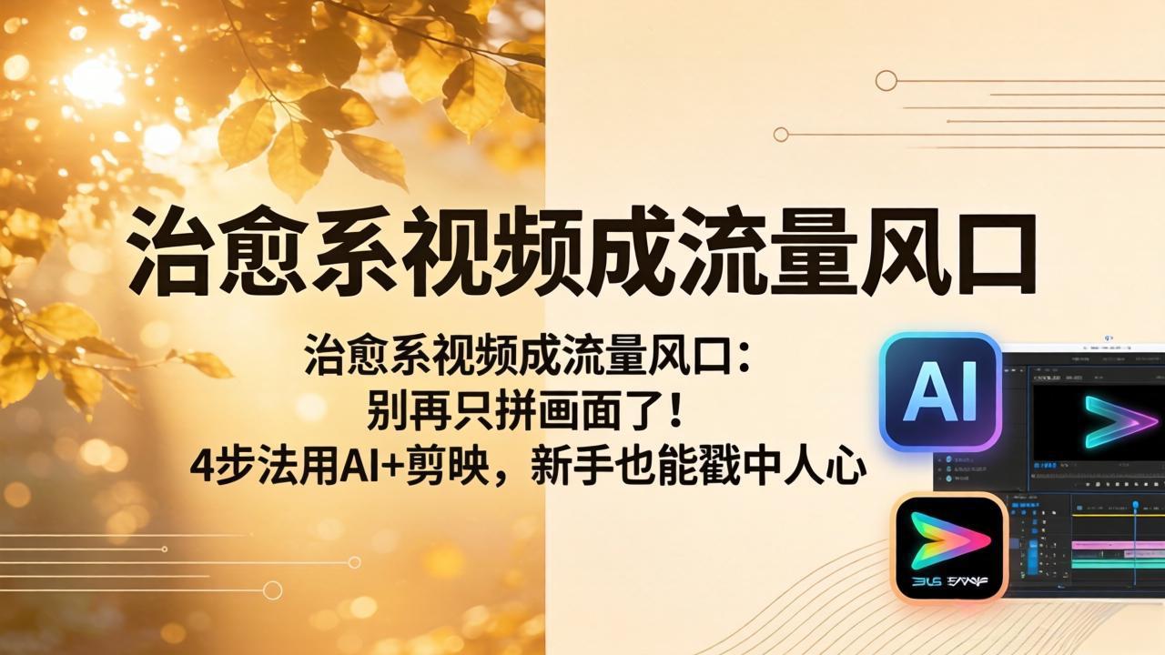 治愈系视频成流量风口：别再只拼画面了！4步法用AI+剪映，新手也能戳中人心-源创文化